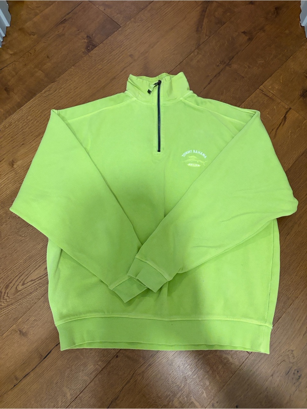 Tommy Bahama Neon Lime Quarter-Zip Pullover Sweater